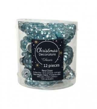 (209333) Ukras za jelku stakleni šišarka 2,5x6cm plava 12/1 12335