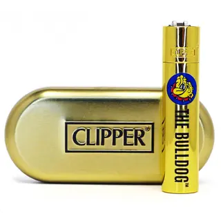 Clipper The Bulldog Mechero de Metal Oro + Caja de Regalo 