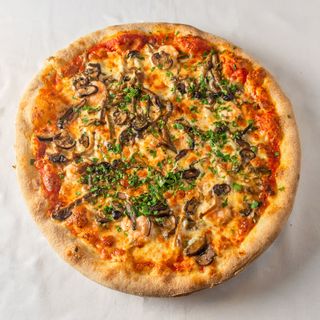 Pizza De Autor De Setas Variadas Y Gambas Al Ajillo  (33 Cm.)