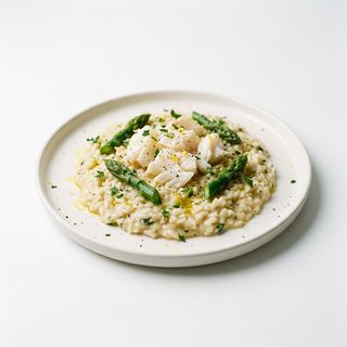 Risotto Con Bacalao Y Espárragos