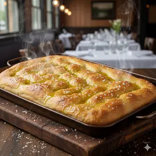Teglia intera focaccia sale, olio