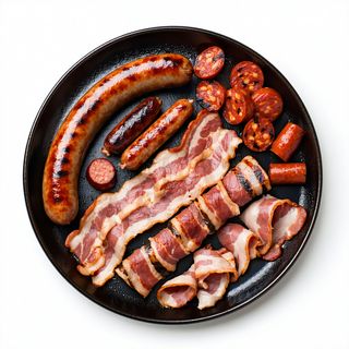 Salchicha, Tocino, Chorizo, Morcillas, Lomo a la Brasa (1 und.)