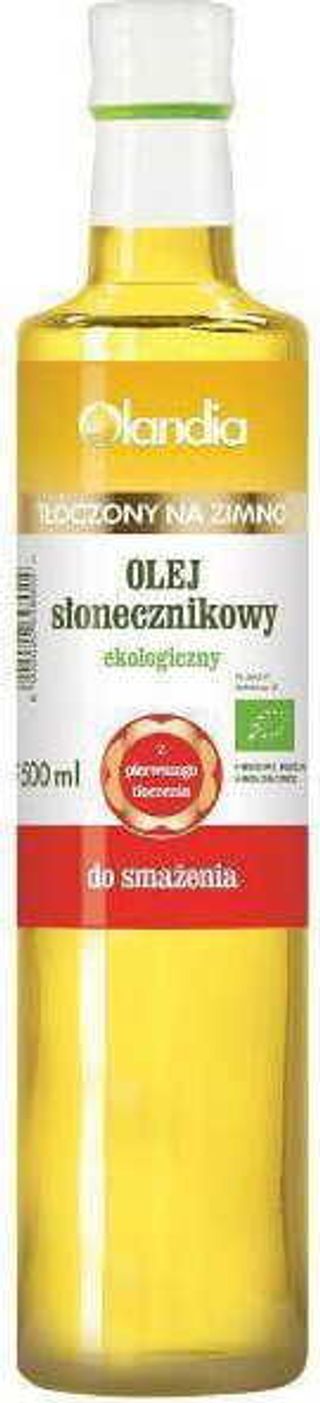 OLEJ SŁONECZNIKOWY DO SMAŻENIA TŁOCZONY NA ZIMNO BIO 500 ml - OLANDIA