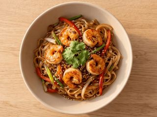 Rice noodles with shrimps 