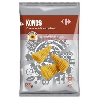Conos De Maíz Sabor Queso Y Bacon Carrefour 100 Gr.