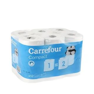 Papel Higiénico Compact Doble Rollo Carrefour 12 Rollos.