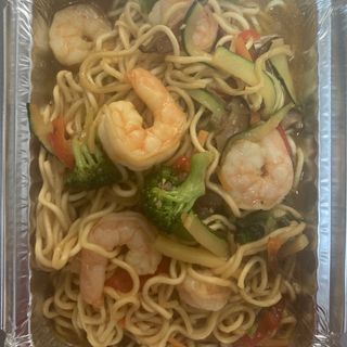 noodles de langostino y verdura