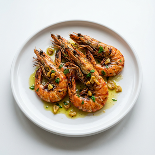 5 Creveti Black Tiger la jar unsi cu ulei incins de masline si usturoi 300g