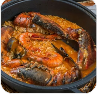 Arroz caldoso con Mariscos y Bogavante 