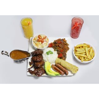 Goat Wings Platter and 2 Glasses of Juice