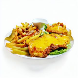 Plat Escalope Panée Au Sauce Cheddar