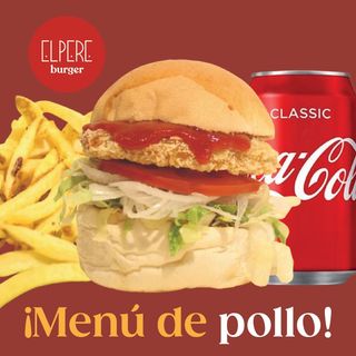 BURGER DE POLLO + PATATAS + BEBIDA