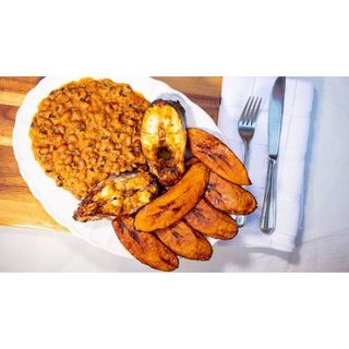 Ewa Agoyin with Beef/ Titus and Plantain