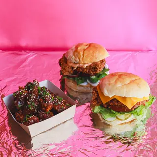 Zestaw 2x burger + chicken popcorn S