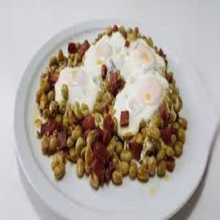 Habitas Baby con huevos y jamón