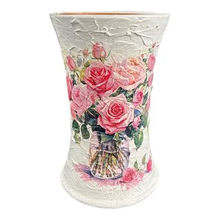 Vaza ceramica pentru flori buchet de trandafiri roz