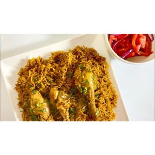 Half Chicken Pilau & Half Chips