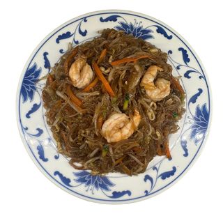 Spaghetti di soia con gamberi