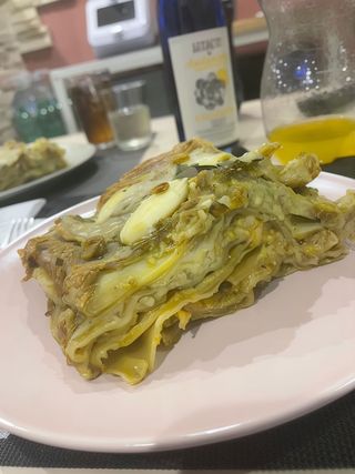 Lasaña De Gambas Y Pistachos