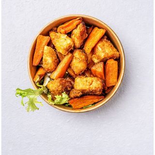 Sweet potato wedges & chicken bowl