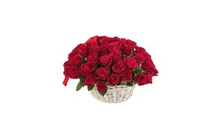 51 роза в корзине