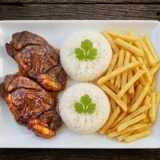 Filé com Arroz e Batatas Fritas  2Pessoas