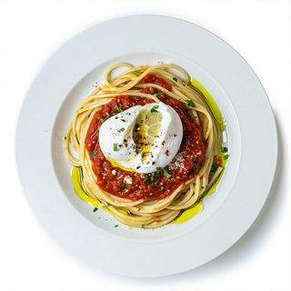 Spaghetti al pomodoro burrata e limone