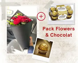 8 Fleurs Rouges  + Boite Ferrero De 16