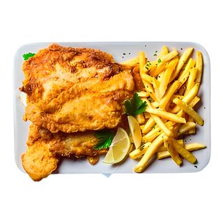 Escalope crujiente a la napolitana con patatas