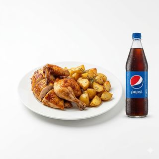 1 Pollo Asado con Patatas + Regalo Pepsi 1L