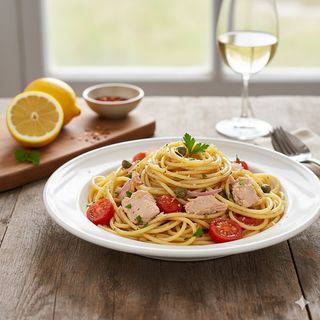 Спагети с риба тон