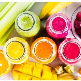 Fresa, plátano y naranja 