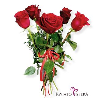 Bukiet z 5 róż czerwonych
