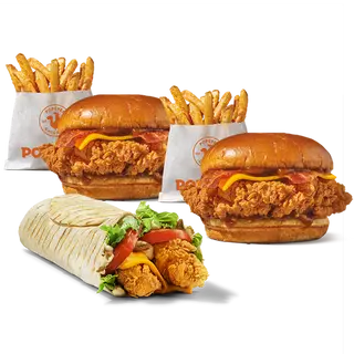 2 The Bacon BBQ + 1 Wrap Deluxe + 2 Cajun Fries
