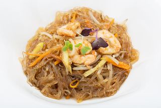 Spaghetti di soia con gamberi