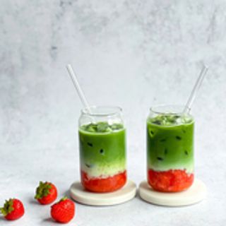 Ice Strawberry Pistachio Matcha Latte