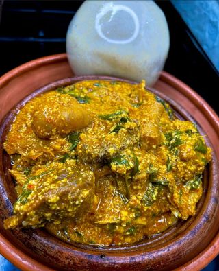 Egusi Soup + Beef + Pounded yam