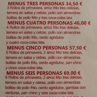 Menú Para 3 Personas