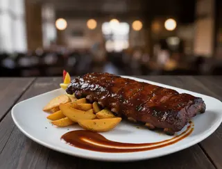 Costițe de porc cu cartofi wedges si sos barbeque
