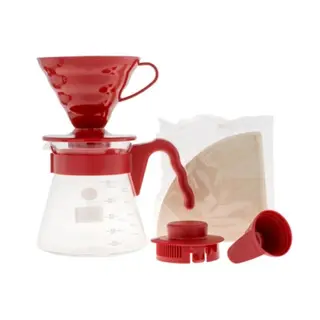 Hario Coffee Brewing Kit V60 Plastic Red