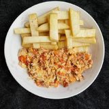 Yam fries and egg