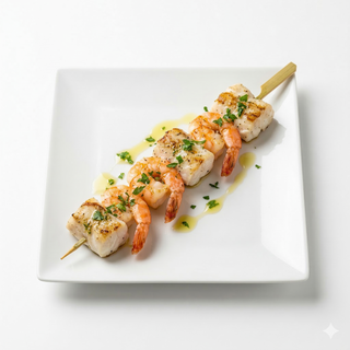 Brocheta De Pixín Con Langostinos