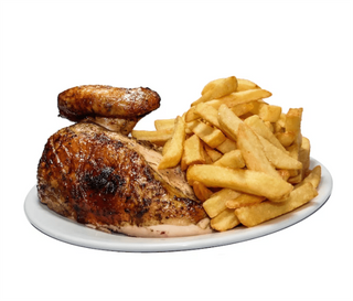 Pollo l'ast + patatas + ensaladilla