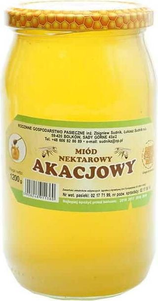 Miód akacjowy nektarowy 1200g Rodzinna Pasieka Sudnik