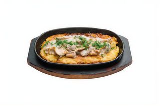 Дерун з лисичками та м'ясом