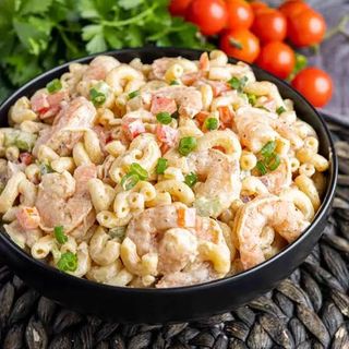 Corn Pasta Salad with Shrimps