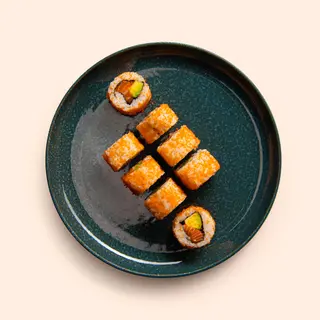 118. Uramaki California salmón tobiko (8 uds.)