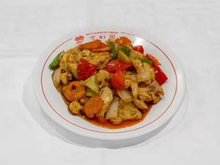 Pollo con salsa picante