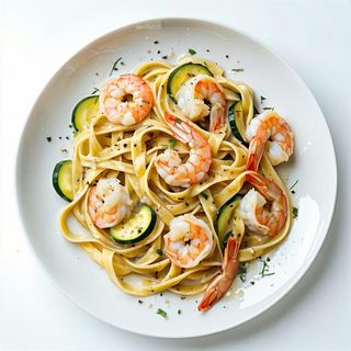 Tagliatelle con gamberi e zucchine