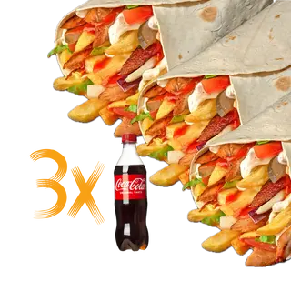 3xKebab pui + 3x Cola 0.5